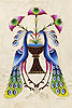 Peacocks with Flowers